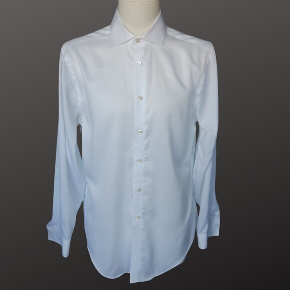 Calvin Klein SZ 16 Slim Fit  Non Iron White Button Up Dress Shirt - Picture 1 of 12